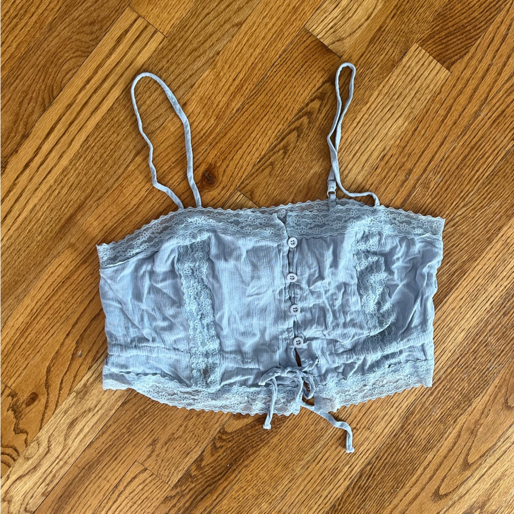Dainty Blue Lace Crop Top